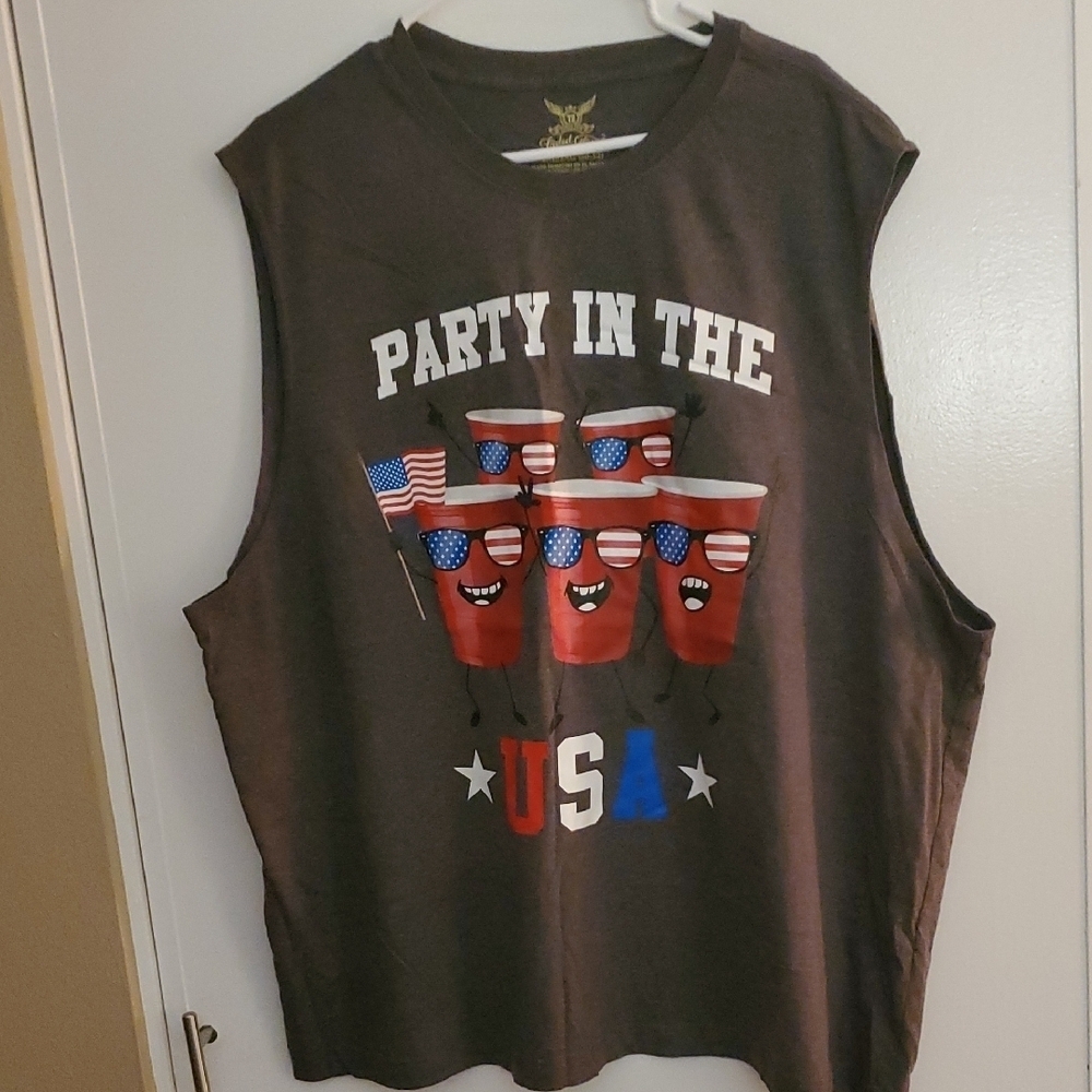 New Faded Glory Party in the USA Sleeveless Shirt - Gray